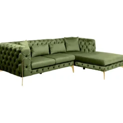 KARE Design Canapé d angle Bellissima velours vert droite> Meubles