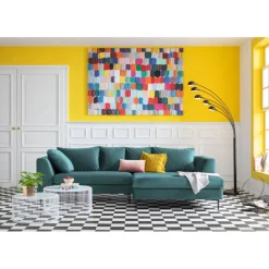 KARE Design Canapé d angle Gianni velours vert droite noir> Meubles