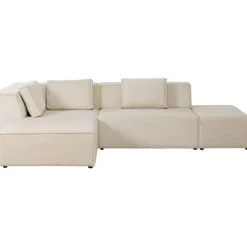 KARE Design Canapé d angle Infinity Ottomane Cord crème gauche> Meubles