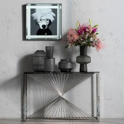 KARE Design Console Laser argenté - verre clair 120x40><noscript><img width=