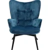KARE Design Fauteuil Black Vicky velours pétrole> Meubles