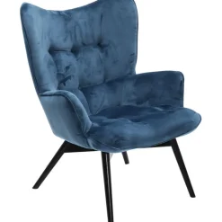 KARE Design Fauteuil Black Vicky velours pétrole><noscript><img width=