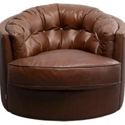 KARE Design Fauteuil pivotant Music Hall cuir marron> Meubles