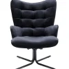 KARE Design Fauteuil pivotant Oscar velours noir> Meubles