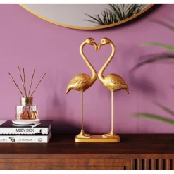 KARE Design Figurine décorative Flamingo Love doré 39cm> Accessoires