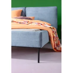 KARE Design Lit East Side velours côtelé bleu 160x200><noscript><img width=