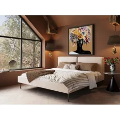 KARE Design Lit East Side velours côtelé crème 180x200> Meubles