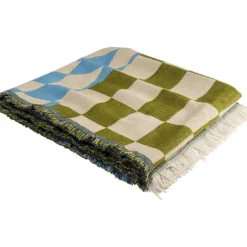 KARE Design Plaid Checker bleu vert 170x130cm> Accessoires
