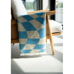 KARE Design Plaid Checker bleu vert 170x130cm> Accessoires