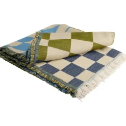 KARE Design Plaid Checker bleu vert 170x130cm><noscript><img width=