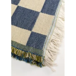 KARE Design Plaid Checker bleu vert 170x130cm><noscript><img width=