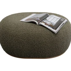 KARE Design Pouf Pebble bouclé vert olive 81cm><noscript><img width=