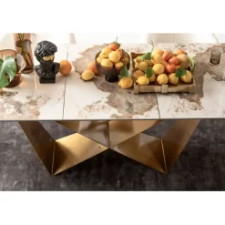 KARE Design Table à rallonges Connesso laiton 200(+60)x90cm><noscript><img width=