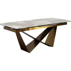 KARE Design Table à rallonges Connesso laiton 200(+60)x90cm><noscript><img width=