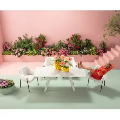 KARE Design Table à rallonges Xenia blanc 140(+30+30)x80cm> Meubles