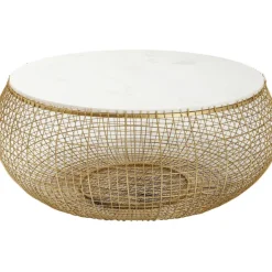 KARE Design Table basse Cesta Marble doré Ø100cm> Meubles