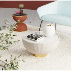 KARE Design Table basse Endless Vegas blanc Ø71cm><noscript><img width=