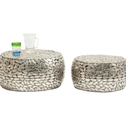 KARE Design Table basse Pebbles Deluxe argenté (jeu de 2)> Meubles