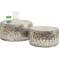 KARE Design Table basse Pebbles Deluxe argenté (jeu de 2)><noscript><img width=