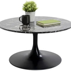 KARE Design Table basse Schickeria Marbre noir Ø80cm> Meubles