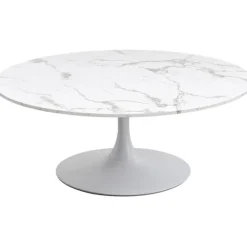 KARE Design Table basse Schickeria Marbre blanc Ø110cm> Meubles