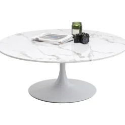 KARE Design Table basse Schickeria Marbre blanc Ø110cm> Meubles