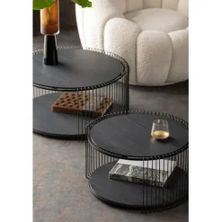 KARE Design Table basse Wire Double noir bois (2/Set)> Meubles