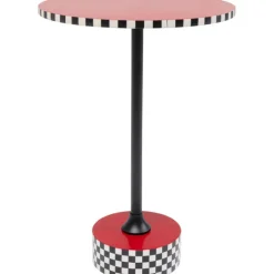KARE Design Table d appoint Domero Checkers rouge Ø40cm> Meubles