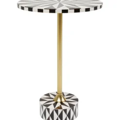 KARE Design Table d appoint Domero Star noir blanc Ø40cm> Meubles