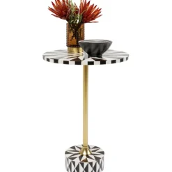 KARE Design Table d appoint Domero Star noir blanc Ø40cm> Meubles
