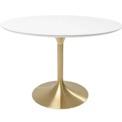 KARE Design Table Invitation blanc-laiton Ø120cm> Meubles