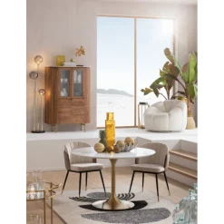 KARE Design Table Invitation blanc-laiton Ø120cm> Meubles