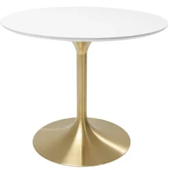 KARE Design Table Invitation blanc-laiton Ø90cm> Meubles