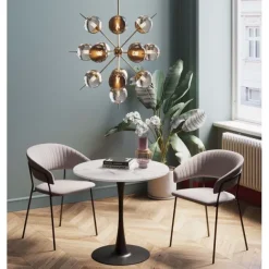 KARE Design Table Schickeria marbre blanc-noir Ø80cm> Meubles