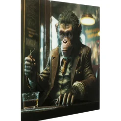 KARE Design Tableau en verre Drinking Monkey 100x100cm> Accessoires