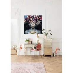KARE Design Tableau en verre Flower Art Lady 120x120cm><noscript><img width=