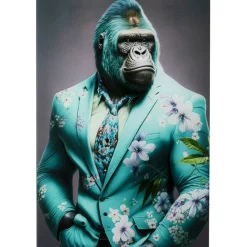 KARE Design Tableau en verre Mister Gorilla bleu 60x90cm> Accessoires