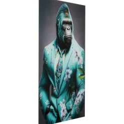 KARE Design Tableau en verre Mister Gorilla bleu 60x90cm> Accessoires