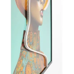 KARE Design Tableau encadré LED Sun Hat Woman jaune 80x80cm><noscript><img width=