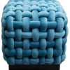 KARE Design Tabouret Weave Square bleu 47x47cm> Meubles