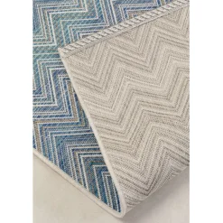KARE Design Tapis Outdoor Zigzag bleu 230x330cm><noscript><img width=